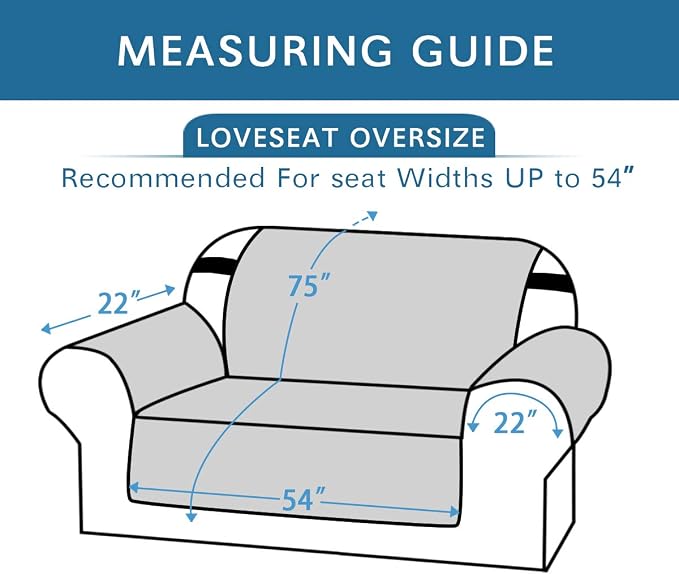 H.VERSAILTEX Reversible Couch Cover for 2 Cushion Couch Water Resistant Loveseat Couch Cover Washable Furniture Cover with Non-Slip Elastic Strap for Dogs, Pets, Kids(Oversized Loveseat, Khaki/Beige)