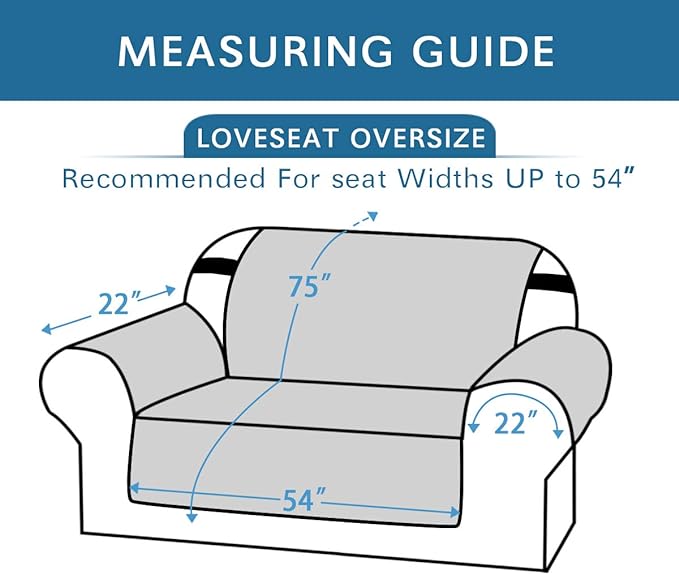 H.VERSAILTEX Reversible Quilted Loveseat Cover Water Resistant Loveseat Slipcover Washable Couch Cover with Non Slip Elastic Strap Furniture Protector for Kids(Oversized Loveseat, Black/Grey)