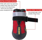 QUMY Dog Shoes for Hot Pavement, Dog Snow Boots & Paw Protectors for Winter | Dog Booties Medium Large Size Dogs, Water-resistant in the Rain, Outdoor Walking, Indoor Hardfloors Skid-resistant Sole Red