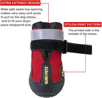 QUMY Dog Shoes for Hot Pavement, Dog Snow Boots & Paw Protectors for Winter | Dog Booties Medium Large Size Dogs, Water-resistant in the Rain, Outdoor Walking, Indoor Hardfloors Skid-resistant Sole Red