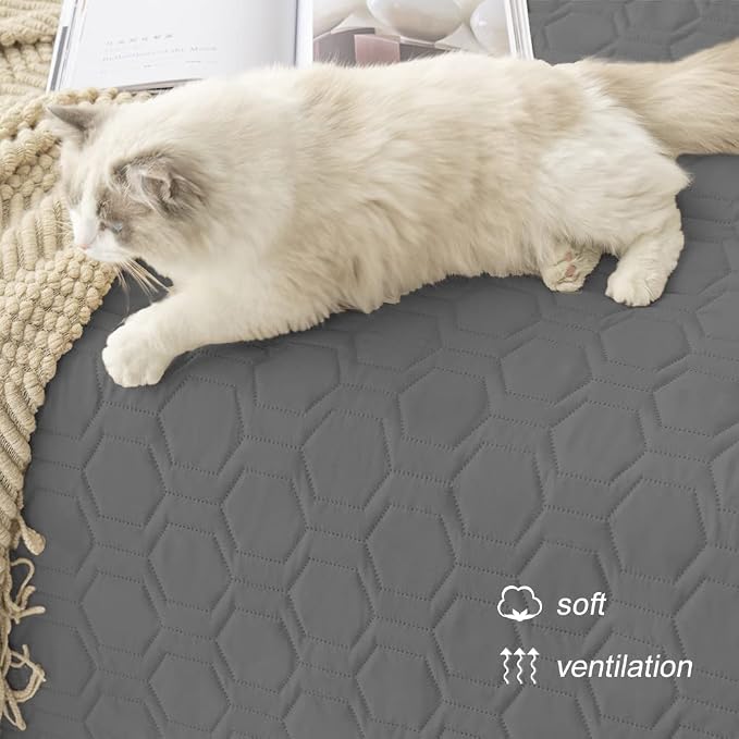 Tcksstex Waterproof and Non-Slip Dog Bed Cover and Pet Blanket Sofa Pet Bed Mat ，car Incontinence Mattress Protectors Furniture Couch Cover for Most Cats Dogs, Pets（40x50-Dark Grey）