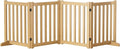 Wooden Freestanding Foldable Dog Gate, 24 Inch Height 4 Panel Pet Gate No Drill for Doorways Stairs, Fully Assembled Indoor Puppy Fence (Wood Color, 80" W x 24" H)