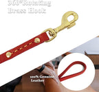 Leather Dog Leash 6 ft x 1/2 inch Heavy Duty Genuine Leather Dog Training Leash Soft and Strong Leather Leash for Small and Medium Dogs Red