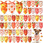 Preboun 50 Pcs Fall Dog Bandanas Bulk, Autumn Pumpkin Maple Leaves Pattern by Preboun