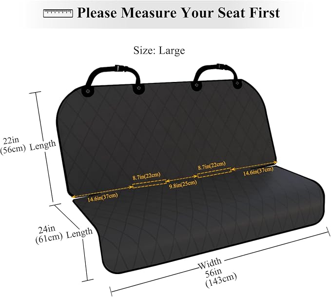 VIVAGLORY Dog Seat Cover Pet Seat Protector, Large, Black | Backseat Cover for Car Suv & Truck, Back Rear Backseat Bench Protector