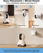 VIMTAG 4K 8MP Pan/Tilt Indoor Camera for Pet/Dog/Cat/Baby/Nanny/Home Security with Phone APP, Motion Tracking, Night Vision, 2-Way Audio, AI Detection, 5G/2.4GHz WiFi, Cloud & SD Card, Works w/Alexa