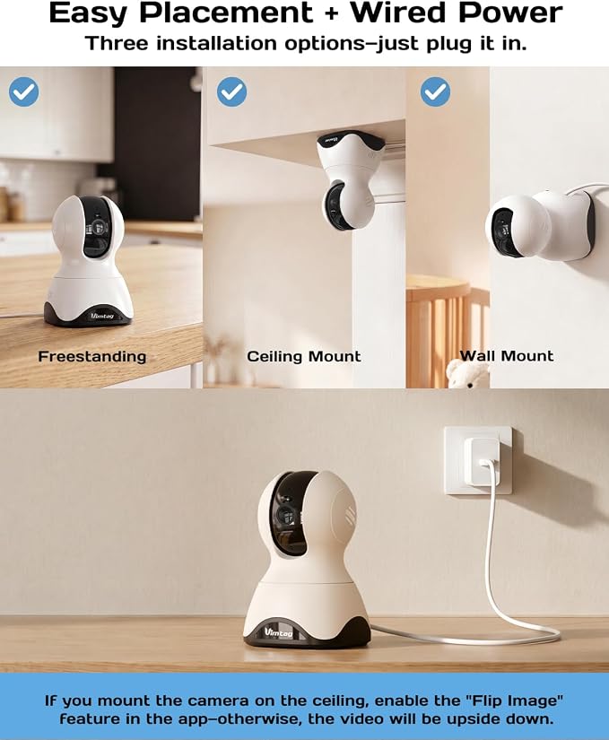 VIMTAG 2.5K 4MP Pan/Tilt Indoor Camera for Pet/Dog/Cat/Baby/Nanny/Home Security with Phone APP, Motion Tracking, Night Vision, 2-Way Audio, AI Detection, 5G/2.4GHz WiFi, Cloud & SD Card, Works w/Alexa