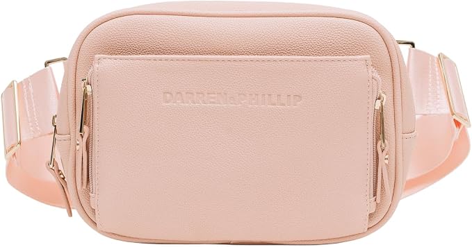 Darren & Phillip Crossbody Dog Walking Bag or Fanny Pack with Built-In Dog Poop Bag Holder, Removable Dog Treat Pouch & Adjustable Strap – Stylish Dog Mom Gift for Walks & Everyday Use - Rose