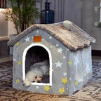 Dog House Indoor Portable Puppy Cave Cat Nest Kennel Pet Bed fit 7.5kg/17lb | Portable Memory Houses with Cushion (Grey, M:Size fits 7.5kg/17lbs (Pets))