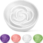 TRUVIC Ceramic Slow Feeder Dog Bowls, 1.5 Cup Puzzle Slow Feeder Bowls for Fast Eaters, Ceramic Dog Food Dish no Black Chin, Puzzle Bowl for Medium Dogs, White