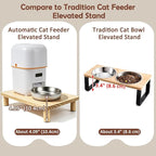SZEE Cat Food Stand, Elevated Cat Feeder Stand for Automatic Feeder & Bowls | Raises Feeder/Bowl by 3", Relieves Spine and Joints Noticeably on Pets ( Large & Solid Pine Wood)