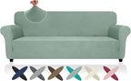 ZNSAYOTX Oversized Super Stretch Couch Cover (92"-115"), New Striped Sofa Covers Comfortable & Durable, Dog Cat Pets Friendly Extra Large Spandex Sofa Slipcovers (Pea Green, XL Sofa)
