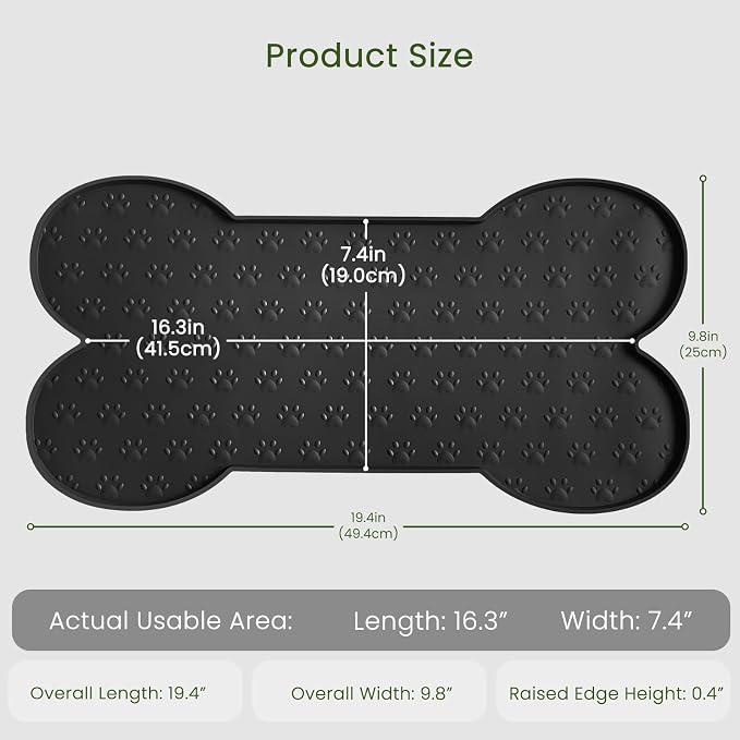 PWTAA Dog Food Mat Anti-Slip Silicone Dog Bowl Mat Thicker Pet Placemat Waterproof Cat Feeder Pad with Raised Edge Puppy Kitten Feeding Mats Suitable Small Medium-Sized Dogs Cats Eating Tray - 2PCS