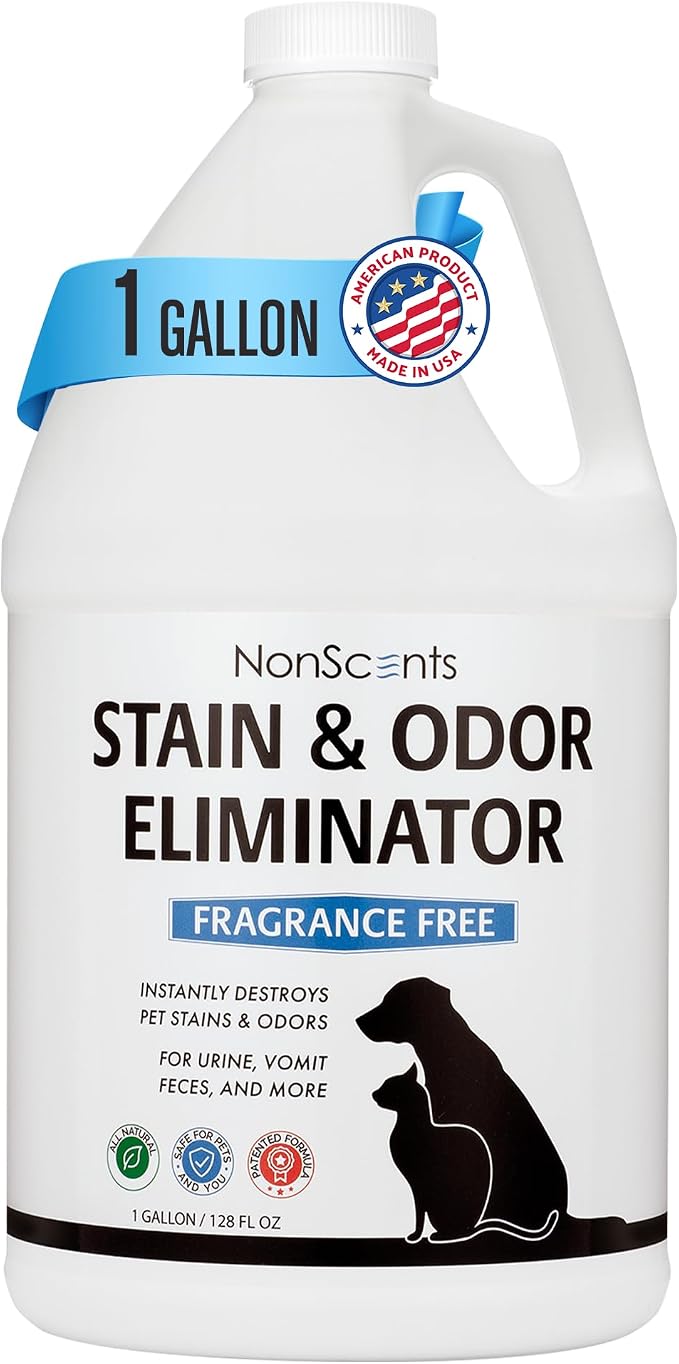 NonScents Stain & Odor Eliminator - For Dog and Cat Urine - 1 Gallon | Fragrance-free, Dog pee carpet cleaner, Pet odor remover, Cat Urine Destroyer - Carpet cleaner