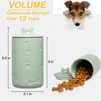 Dog Treat Container Airtight - 9"x5" Ceramic Big Treats Jar with Lid(Green) | Large Capacity Doggie Cookie Jar for Countertop, Airtight Lid Keep Food Fresh, Sturdy Durable, Cute Prints and Bone Handle