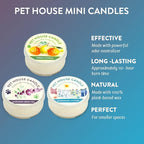 Pet House Mini Candles for Pet Odor Made with Natural Soy Wax, Plant Based, Dog and Cat Friendly Scented Candles, Variety Pack of 3