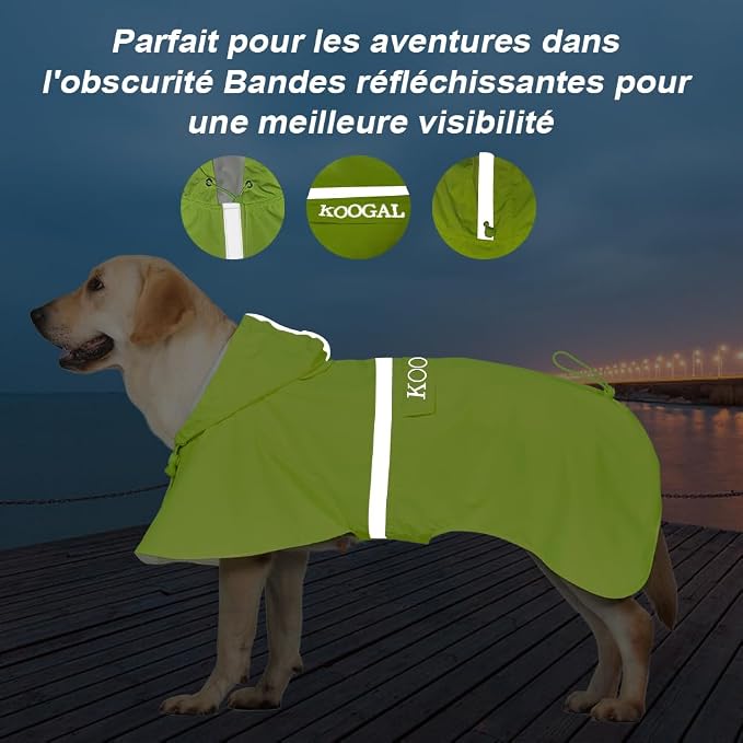 Pet Large Dog Raincoat Apparel Poncho Waterproof for Medium Large Sized for Dog Raincoat Clothes Jacket (Fluor Yellow,4XL)