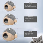 Cat Beds for Indoor Cats-Cat Bed Cave,Cute Lively Pufferfish Shape,Grey L | 2 in 1 Cats House for Kitten with Removable Washable Cushioned Pillow,Soft plush cat Tent for cat Hideaway,Machine Washable