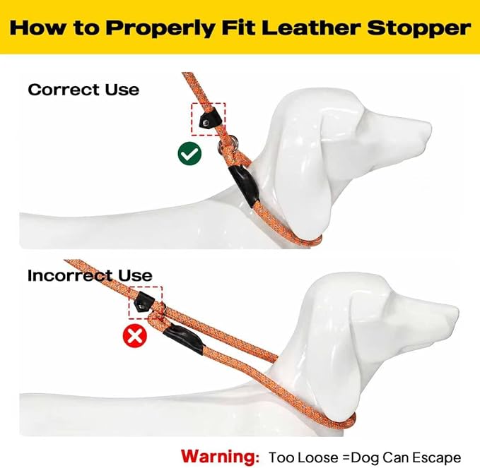 Fida Slip Leads for Dogs, 4 FT x 1/2" Dog Leash Heavy Duty Comfortable Strong Rope Lead for Large, Medium Dogs, No Pull Pet Training Leash with Highly Reflective,Orange