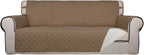 PureFit Reversible Quilted Sofa Cover, Water Resistant Slipcover Furniture Protector, Washable Couch Cover with Non Slip Foam and Elastic Straps for Kids, Dogs, Pets (X Large , Camel/Ivory) | Camel/Ivory, Water Resistant Couch Protector, Washable Pet C...