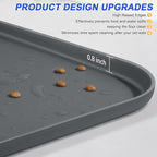 SMILOOL Silicone Pet Feeding Mat with Raised Edge for Food and Water, Dog Bowl Mats, Cat Bowls Placemat with High Lip for Floor Waterproof, Rubber Tray for Cats and Dogs 24 x 16 x 0.8 Dark Grey