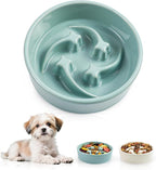 Ceramic Slow Feeder Dog Bowls, 0.6 Cups Dog Food Dish for Small Breed | Puzzle Dog Food Bowl for Fast Eater, 15OZ, 6.3 inch (Light Green)