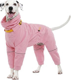Kouser Waterproof Full-Body Coverage Dog Raincoat, Pink M | Dog Raincoat with Reflective Stripes, Adjustable Dog Rain Jacket with Leash D-Ring, Hooded Poncho for Small Medium Large Dogs