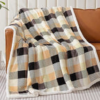 Touchat Sherpa Plaid Twin Blanket 60" X 70", Fuzzy Fluffy Soft Cozy Throw Blanket, Twin Size Plush Fleece Flannel Plush Microfiber Blanket for Couch Bed Sofa (Brown Color) - Image 2