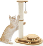 Made4Pets Cat Scratching Post for Indoor Cats with Ball Track 23.4" | Interactive Cat Scratching Post with Natural Sisal Rope, Rolling Ball Track and Taller Scratching Height, Modern Home Décor
