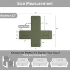 Boho Quilted Recliner Covers, Water-Repellent Recliner Slipcovers, Lazy Boy Chair Covers, Pet Friendly Recliner Cover for Dogs Cats, Washable Furniture Protector (Recliner 22", Olive Green)