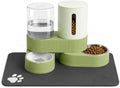 Gravity Cat Feeder 2 Pack Automatic Food Feeder and Water Dispenser Set Detachable Pet Bowl with Silicone Mat for Cats Small Medium Dogs, Large Capacity(Green)