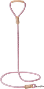 Mile High Life Dog Leash with Genuine Leather Handle, 4/5/6FT, Reflective | Rope Leash, Heavy Duty 360° Swivel Metal Clasp, for Small Medium & Large Dogs Walking (Pink, 72 Inch-1/2)