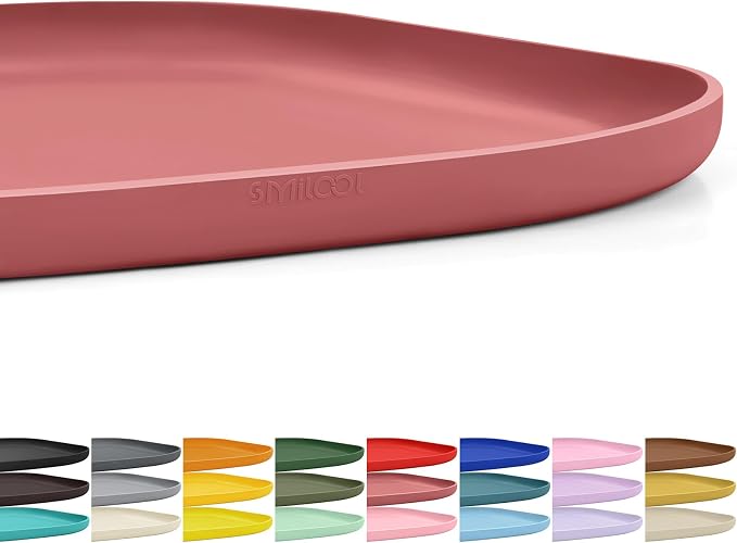 SMILOOL Small Silicone Pet Food Mat with Raised Edge for Food and Water Bowl, Square Dog Feeding Mats, Cat Food Trays for Floor Waterproof, Rubber Tray for Dogs and Cats, 12 x 12 x 0.7 Erythrinus
