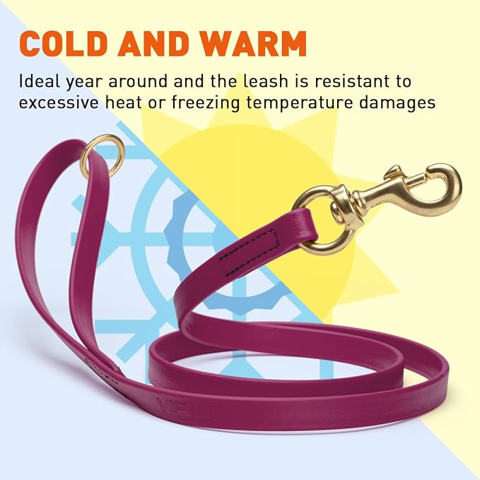 Viper Biothane K9 Working Dog Leash Waterproof Lead for Tracking Training Schutzhund Odor-Proof Long Line with Solid Brass Snap for Puppy Medium and Large Dogs 6ft, Magenta Pink