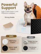 Dog Car Seat for Small/Medium Dogs, Elevated Dog Booster Seat with Memory Foam Cushion for Dogs Under 35lbs, Detachable Washable Pet Car Seats with Storage Pockets & 2 Safety Belts (Brown)