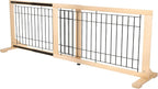 YOCAN Extra Wide Adjustable Dog Gate for Doorways & Stairs, 19.7" Tall, 31.5–61" Wide, Freestanding Pet Safety Gate with Wood & Metal Frame, No Drill Pressure Mount, Indoor Barrier (Black/Natural)