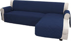 Easy-Going Reversible L-Shape Sectional Couch Cover, Large, Navy/Navy | Soft Sofa Slipcover For Dogs, Fits Left/Right Chaise Lounge Protector, Water Resistant Mat For Living Room