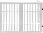 Urnporium Pet Dog Gate Freestanding, Strong Durable Folding Wooden Fence, Portable Acacia Hardwood Safety Barrier for Indoor & Outdoor Use (White Pet Gate, 3 Panel 30" Tall)