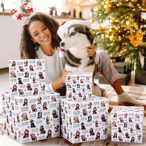 Roowest 5 Pcs Christmas Nesting Gift Boxes with Lids Dog Stackable - Image 5