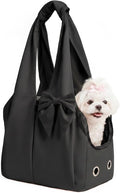 Fashion Dog Purse Carrier for Small Dogs and Cats, Soft-Sided Puppy Tote Bag Under 15 lbs, Lightweight Pet Carrier with 4 Pockets, Smart Zipper Lock, Pet Travel Bag for Travel Outdoor(Black)