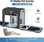 Lekereise Extra Large Cat Carrier for 2 Cats, 2-in-1 Cat Travel Carrier with Litter Box, (20.85" x2) x19.7"x19.7" Pet Carrier with Zipper Locks for Moving Across The Country (No Hammock) - Black