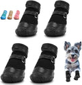 Dog Shoes for Small Dogs, Dog Boots & Paw Protectors for Hot Pavement Winter Snow Hiking, Anti-Slip Dog Booties for Hardwood Floor Black Size 2