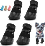Dog Shoes for Small Dogs, Dog Boots & Paw Protectors for Hot Pavement Winter Snow Hiking, Anti-Slip Dog Booties for Hardwood Floor Black Size 2