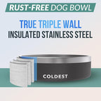Coldest Dog Bowl - Anti Rust Metal, Non Slip, 3 Layers Insulated Stainless Steel Dog Bowls - Spill Proof & Heavy Duty - Water Bowl for Dogs, Cats & Pets, Dish Washer Safe (42 oz, Stealth Black)