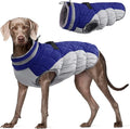 FUAMEY Dog Coat for Large Dogs, Fleece Dog Winter Jacket with Harness | Puppy Cold Weather Coats Reflective Pet Puffer Vest with Zipper Water-Resistant Warm Dogs Snowsuit Windproof Blue XXL