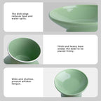 Ceramic Elevated Cat Bowls - 6.2 Inch Extra Wide Raised Cat Food and Water Bowl Set for Indoor Cats, Whisker-Friendly Ceramic Cat Dish for Elder Big Cats & Small Dogs,Green,2 Pack