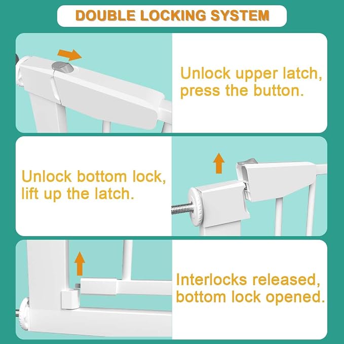 Fairy Baby 22.8"-25.5" Narrow Baby Gate for Small Stair Doorways No Drill | Pressure Mounted Small Pet Dog Gates, Easy Walk Thru Child Safety Gate, Adjustable Tension Metal Gate No Extensions, White