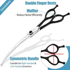 8" Downward Curved Dog Grooming Scissors for Trimming Face and Paws, Safety Round Tip Shears for Pet Dogs and Cats, Professional Pet Grooming Scissors Black