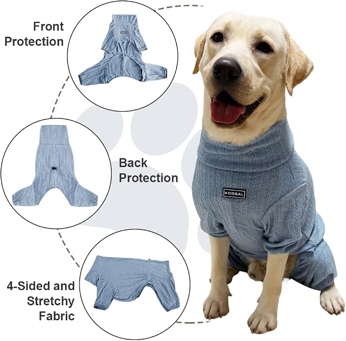 Dog Pyjamas Sweater Clothing and Loungewear Suitable for Medium to Large Breeds of Dogs, Dog Neutering Suits, Extra-Large Stretch Fabric, Four-Legged Dogs Clothes Pyjamas(Sweater Blue, 3XL)