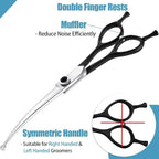 Round Dog Grooming Scissors - Downward Curved Dog Shears for Trimming Face and Paws, Safety Round Tip Shears for Pet Cats, Professional Pet Grooming Scissors Black 6.5"